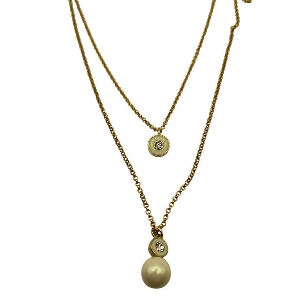 Kate Spade Pearly Delight Strand Pendant Necklace OORU1447 Cream Gold Tone